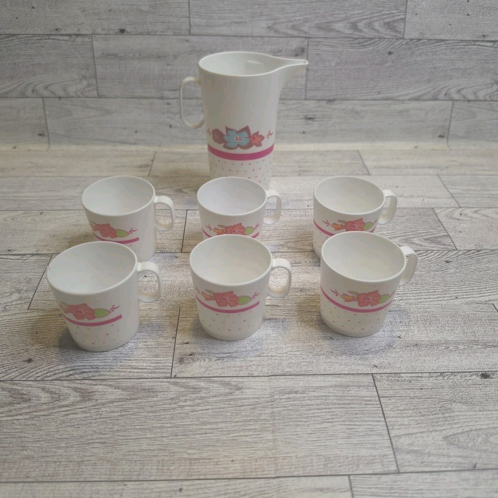 Vintage Chilton Globe Children's Melamine Dish Set 21 Pc Pink Floral Toy Dishes - Picture 2 of 16